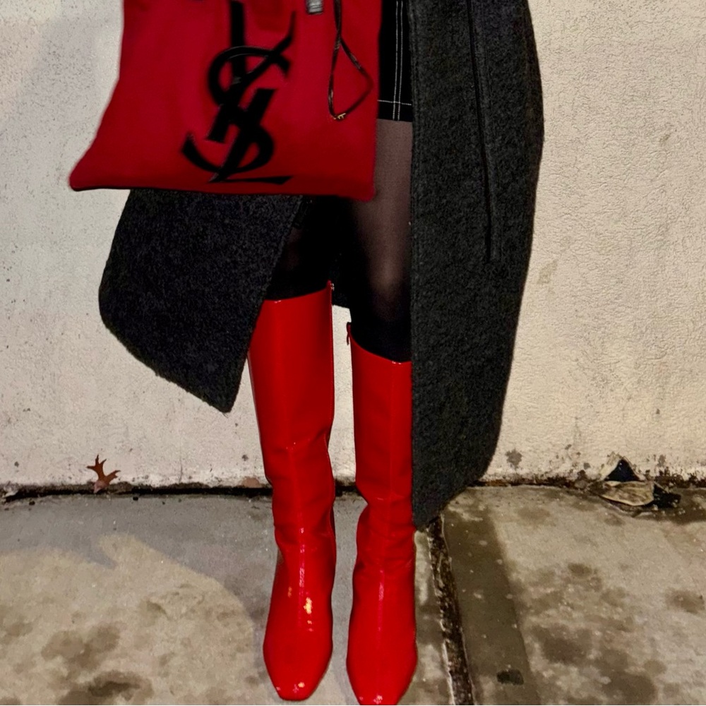 Red Knee-High Women's Boots - Picture 2 of 2